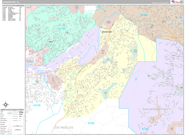 Diamond Bar Wall Map